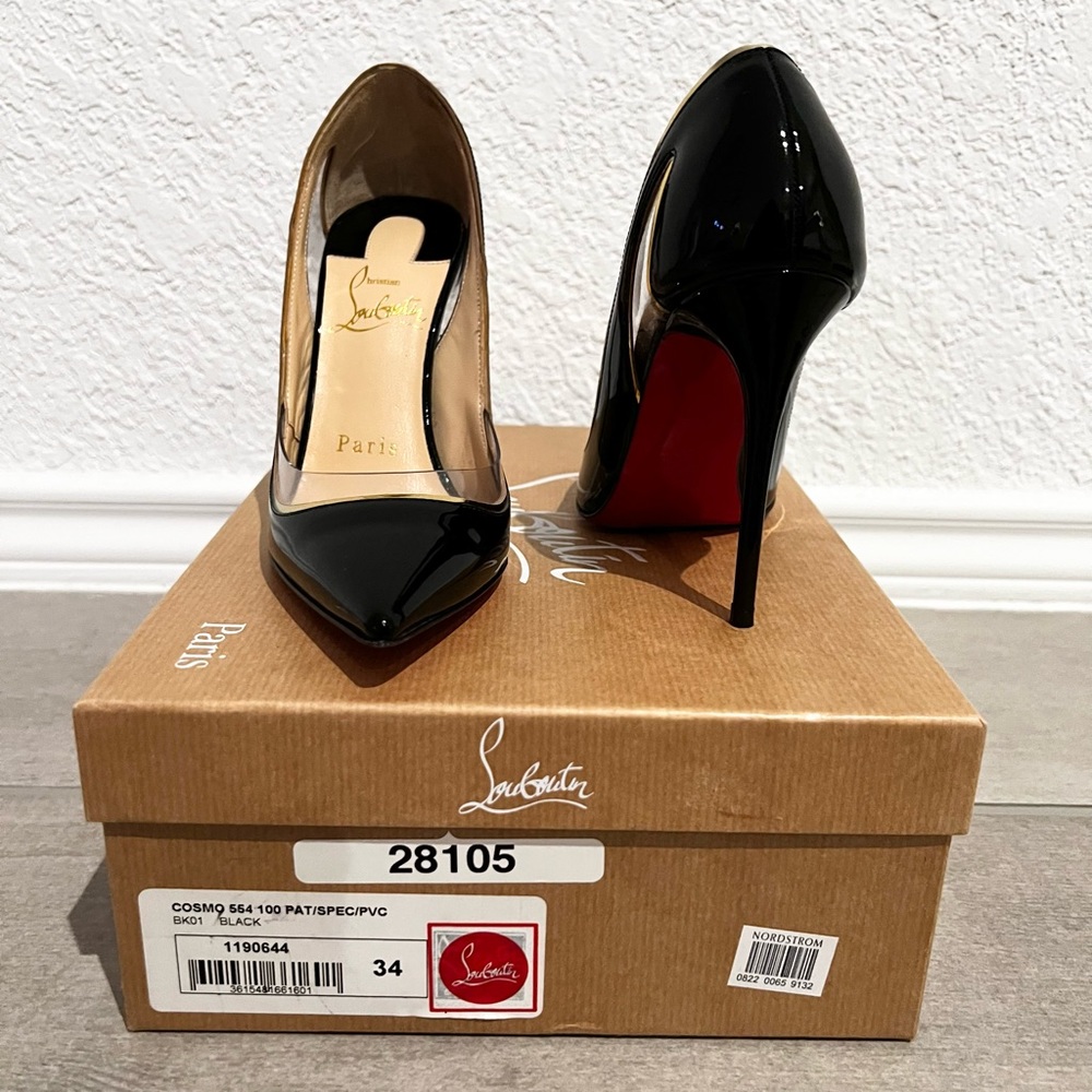 Christian Louboutin Cosmo 100mm Black Pat/PVC